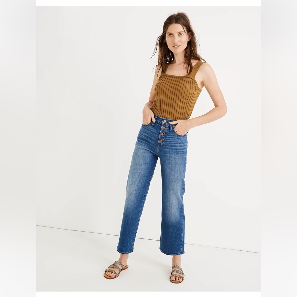 Madewell size 23 button front slim wide leg crop Ankle Jeans